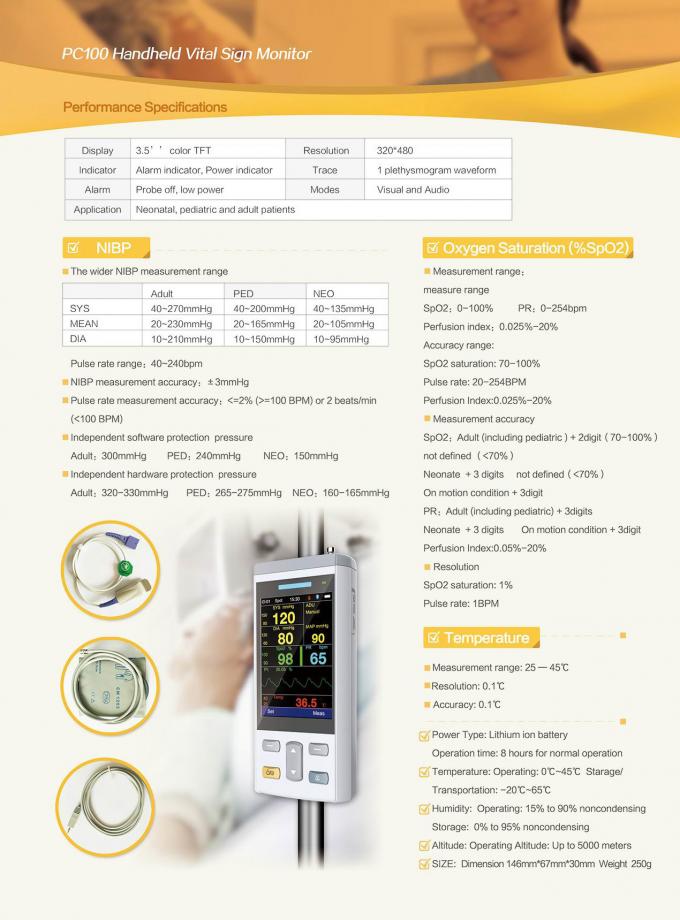 SPO2 Temperature ETCO2 Monitoring Devices 320X480 Portable ETCO2 Monitor