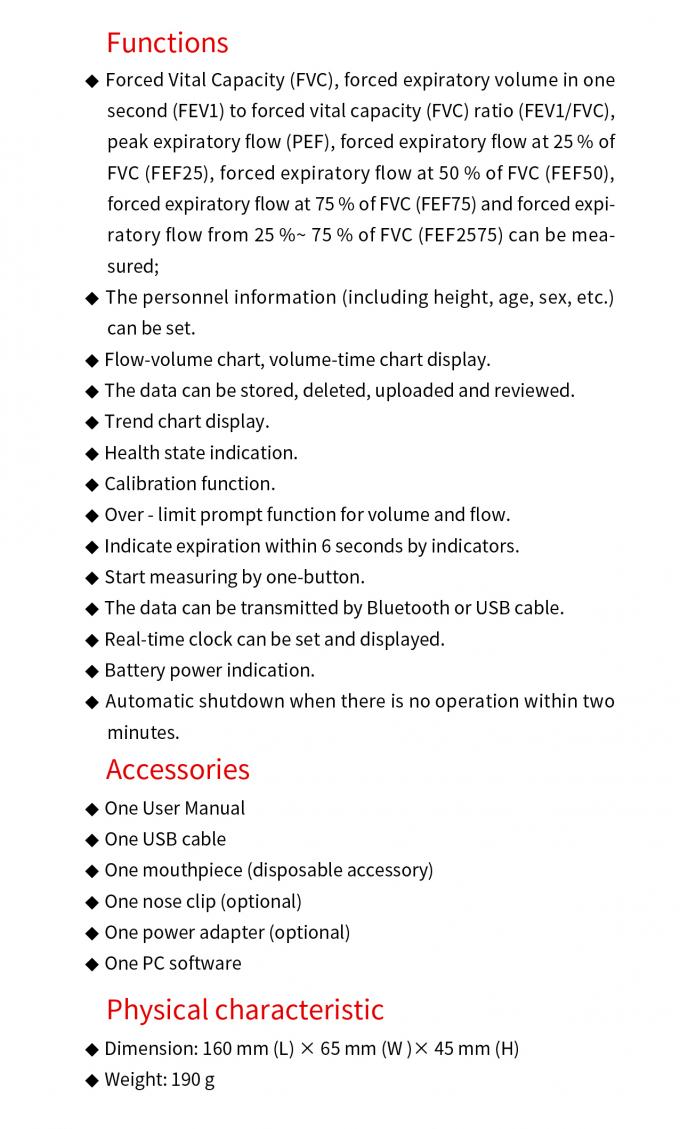 2.8inch LCD Digital Peak Flow Meter PC Bluetooth Lung Spirometer